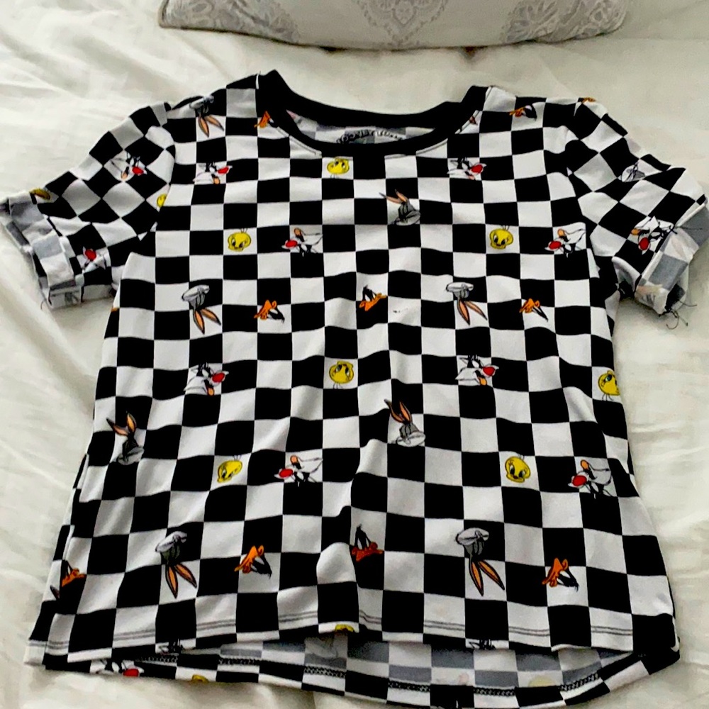 Black and white checkered Looney Tunes shirt